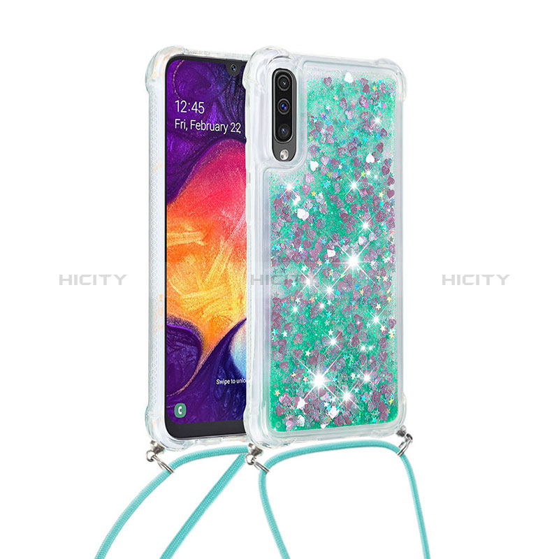 Silikon Hülle Handyhülle Gummi Schutzhülle Flexible Tasche Bling-Bling mit Schlüsselband Lanyard S03 für Samsung Galaxy A50 groß