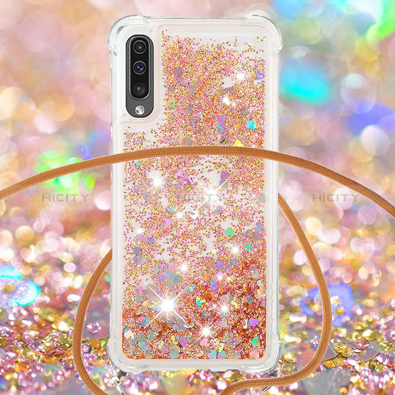 Silikon Hülle Handyhülle Gummi Schutzhülle Flexible Tasche Bling-Bling mit Schlüsselband Lanyard S03 für Samsung Galaxy A50S