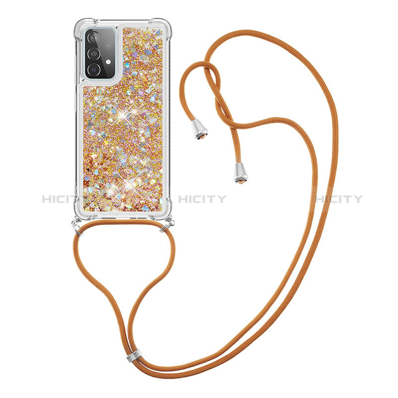 Silikon Hülle Handyhülle Gummi Schutzhülle Flexible Tasche Bling-Bling mit Schlüsselband Lanyard S03 für Samsung Galaxy A52s 5G groß