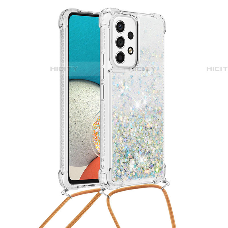 Silikon Hülle Handyhülle Gummi Schutzhülle Flexible Tasche Bling-Bling mit Schlüsselband Lanyard S03 für Samsung Galaxy A53 5G