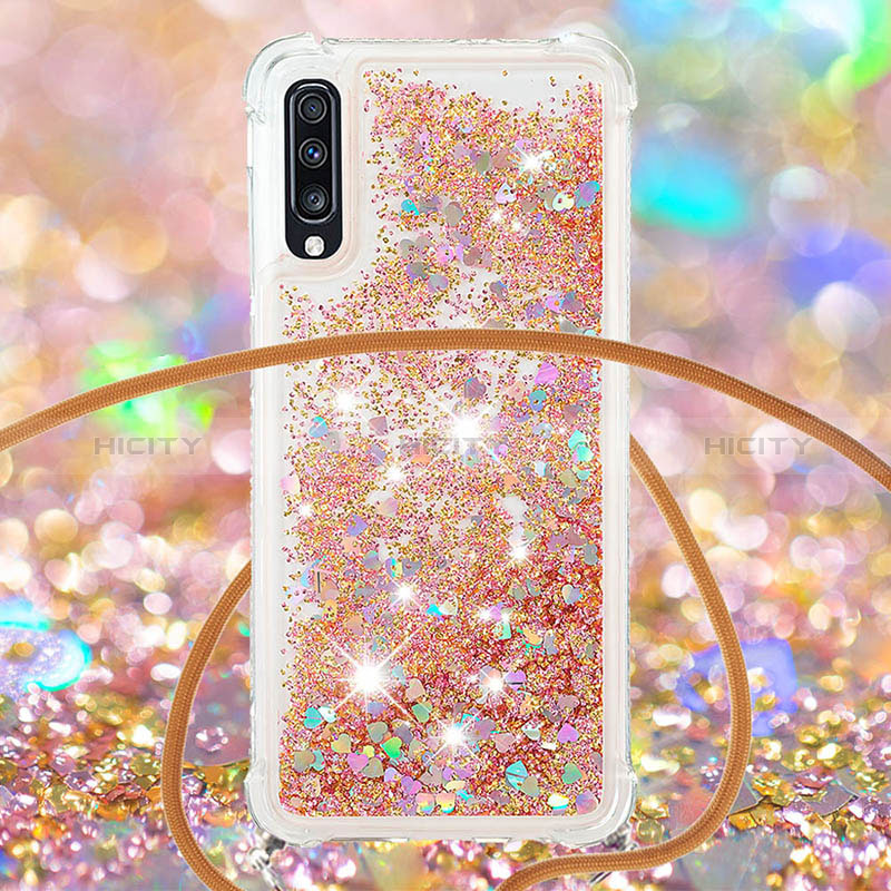 Silikon Hülle Handyhülle Gummi Schutzhülle Flexible Tasche Bling-Bling mit Schlüsselband Lanyard S03 für Samsung Galaxy A70