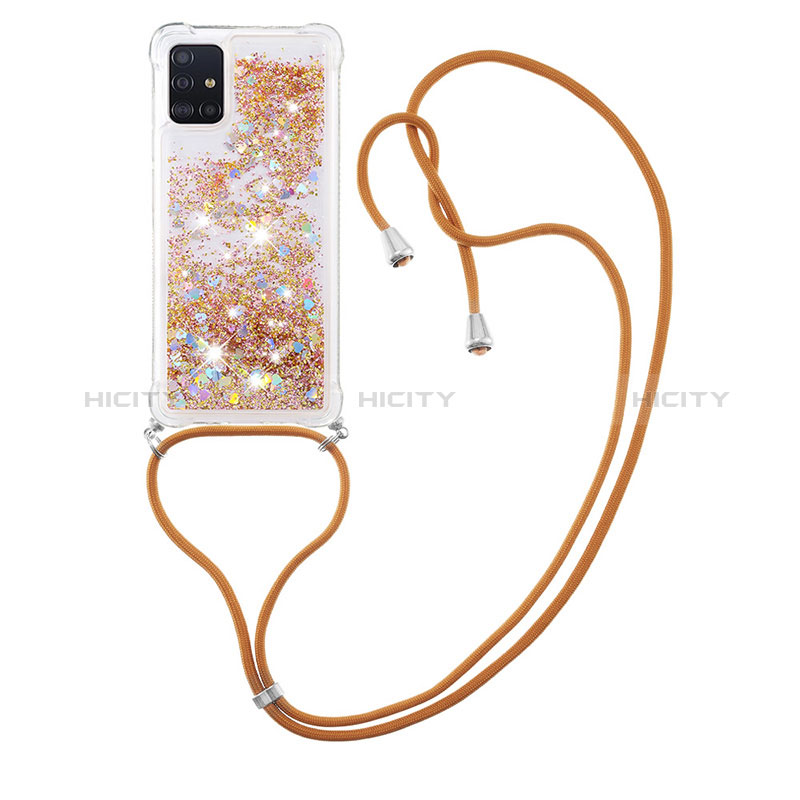 Silikon Hülle Handyhülle Gummi Schutzhülle Flexible Tasche Bling-Bling mit Schlüsselband Lanyard S03 für Samsung Galaxy A71 4G A715