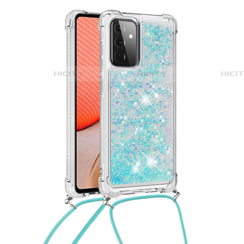 Silikon Hülle Handyhülle Gummi Schutzhülle Flexible Tasche Bling-Bling mit Schlüsselband Lanyard S03 für Samsung Galaxy A72 4G