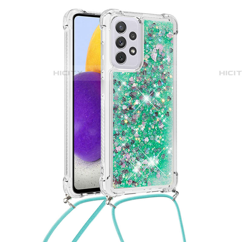 Silikon Hülle Handyhülle Gummi Schutzhülle Flexible Tasche Bling-Bling mit Schlüsselband Lanyard S03 für Samsung Galaxy A73 5G