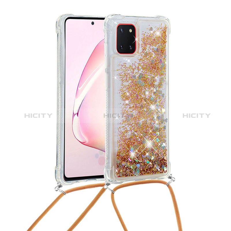 Silikon Hülle Handyhülle Gummi Schutzhülle Flexible Tasche Bling-Bling mit Schlüsselband Lanyard S03 für Samsung Galaxy A81