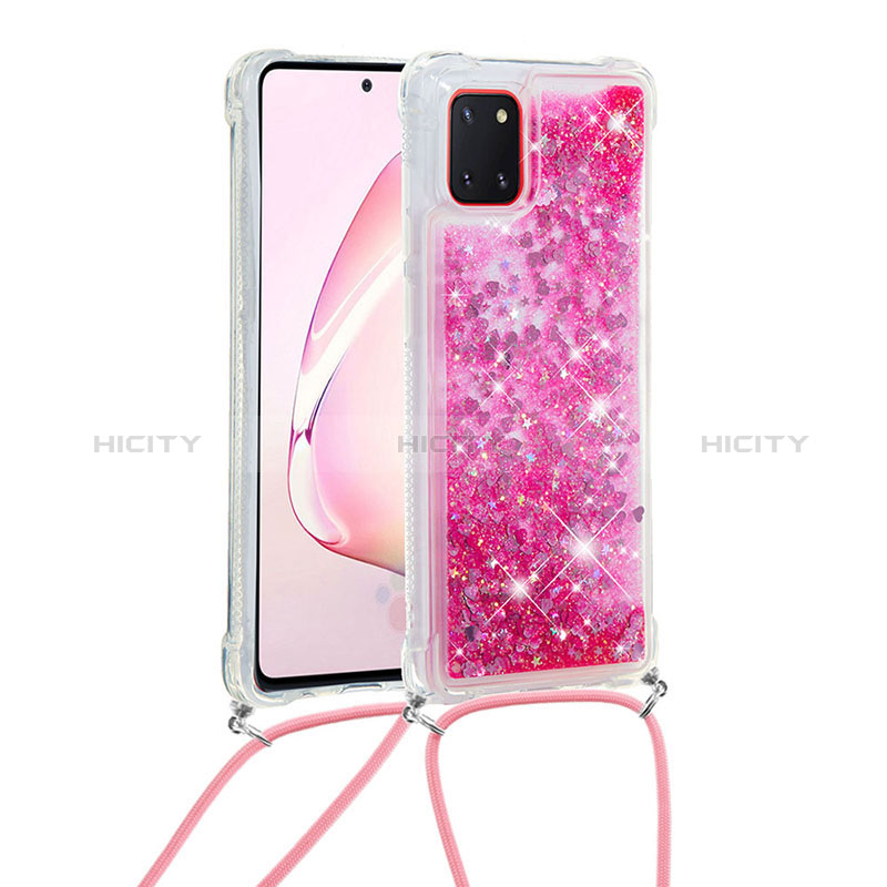 Silikon Hülle Handyhülle Gummi Schutzhülle Flexible Tasche Bling-Bling mit Schlüsselband Lanyard S03 für Samsung Galaxy A81