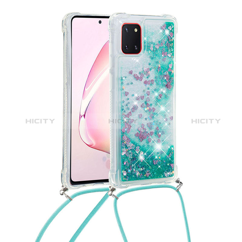 Silikon Hülle Handyhülle Gummi Schutzhülle Flexible Tasche Bling-Bling mit Schlüsselband Lanyard S03 für Samsung Galaxy A81 groß