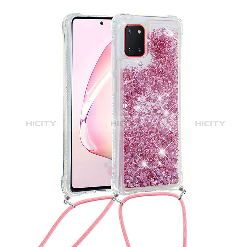 Silikon Hülle Handyhülle Gummi Schutzhülle Flexible Tasche Bling-Bling mit Schlüsselband Lanyard S03 für Samsung Galaxy A81 groß