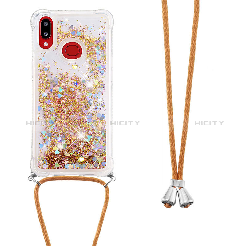 Silikon Hülle Handyhülle Gummi Schutzhülle Flexible Tasche Bling-Bling mit Schlüsselband Lanyard S03 für Samsung Galaxy M01s groß