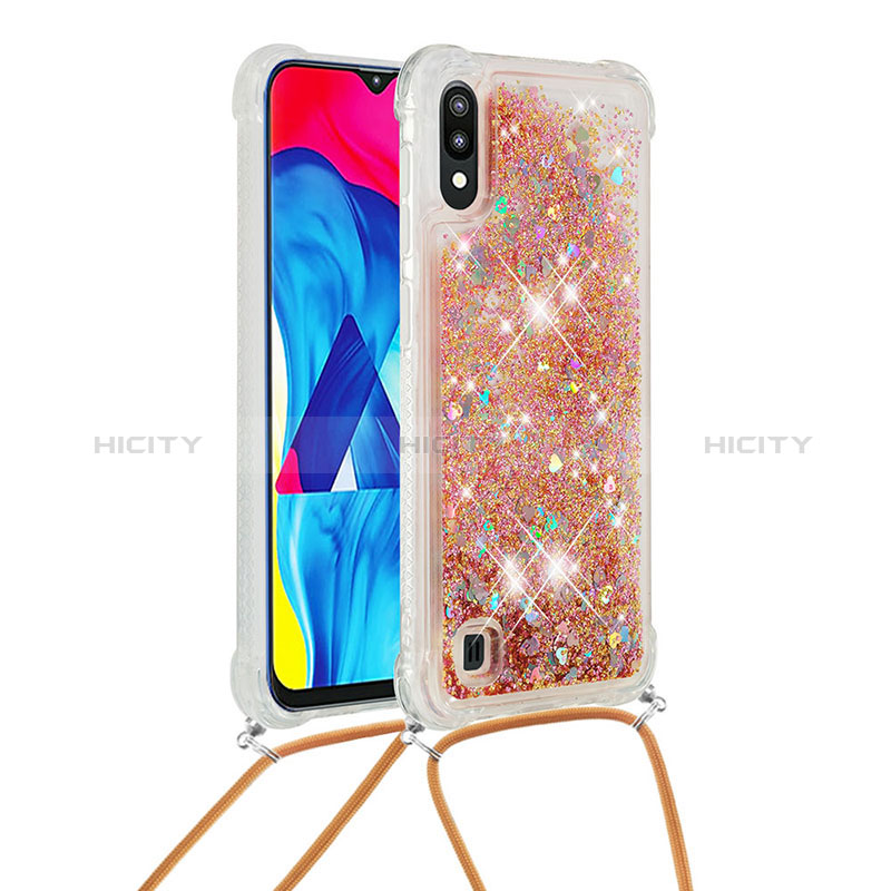 Silikon Hülle Handyhülle Gummi Schutzhülle Flexible Tasche Bling-Bling mit Schlüsselband Lanyard S03 für Samsung Galaxy M10 groß