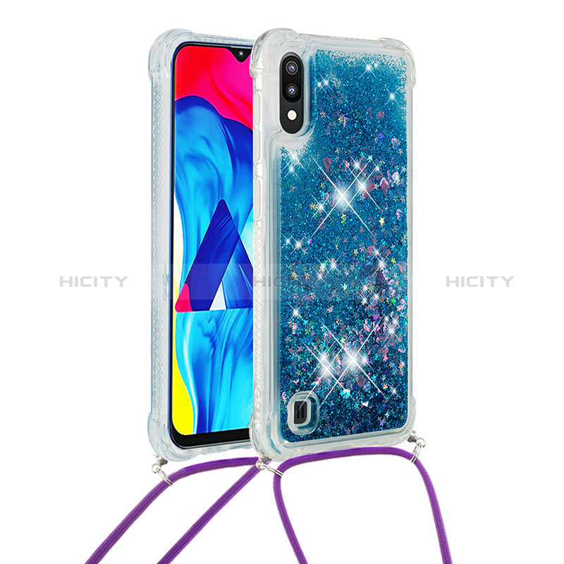 Silikon Hülle Handyhülle Gummi Schutzhülle Flexible Tasche Bling-Bling mit Schlüsselband Lanyard S03 für Samsung Galaxy M10