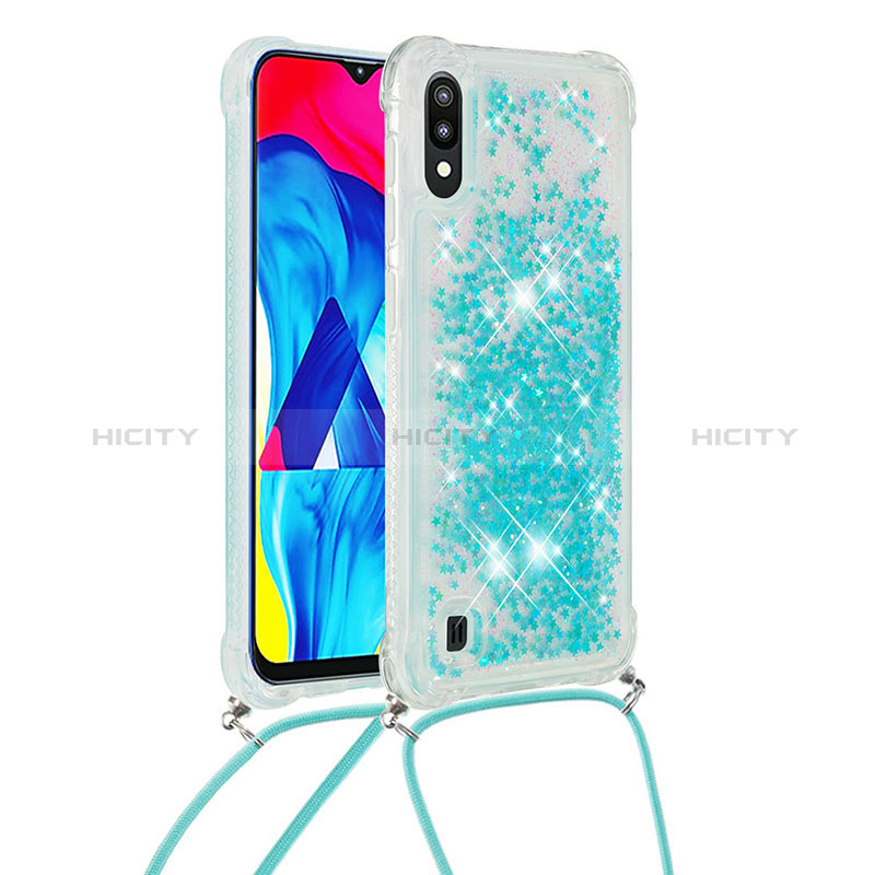 Silikon Hülle Handyhülle Gummi Schutzhülle Flexible Tasche Bling-Bling mit Schlüsselband Lanyard S03 für Samsung Galaxy M10 groß