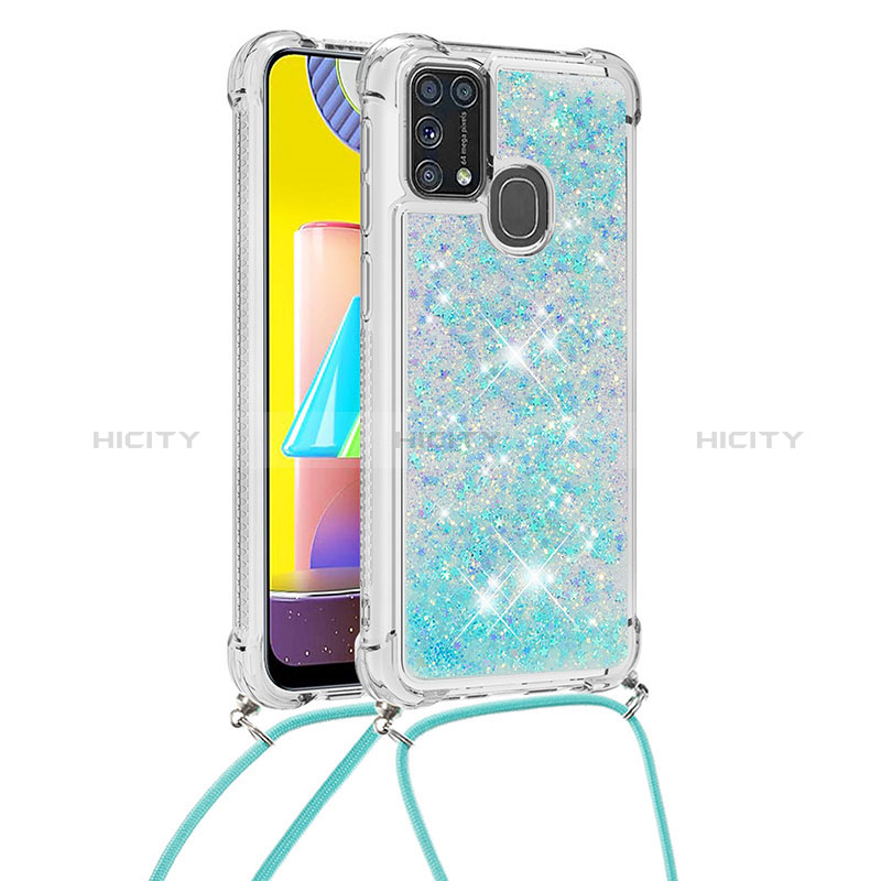 Silikon Hülle Handyhülle Gummi Schutzhülle Flexible Tasche Bling-Bling mit Schlüsselband Lanyard S03 für Samsung Galaxy M31