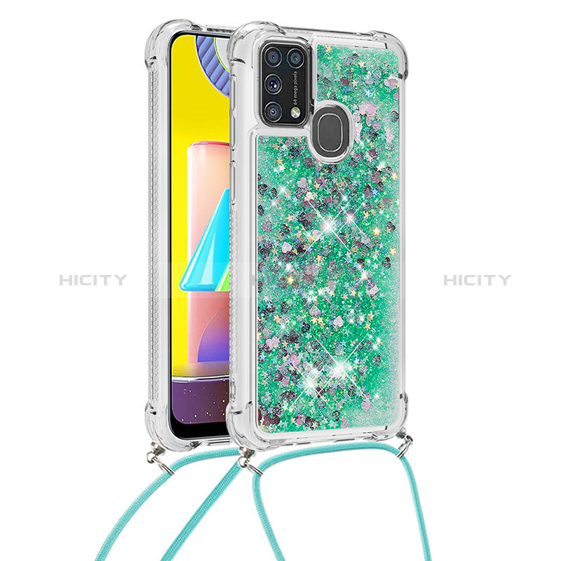 Silikon Hülle Handyhülle Gummi Schutzhülle Flexible Tasche Bling-Bling mit Schlüsselband Lanyard S03 für Samsung Galaxy M31 Prime Edition groß