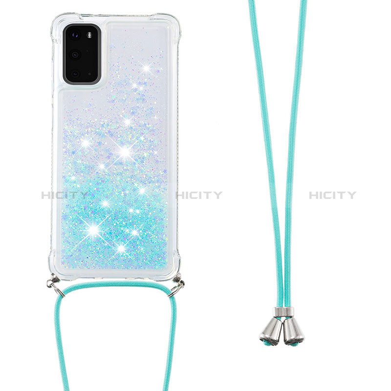 Silikon Hülle Handyhülle Gummi Schutzhülle Flexible Tasche Bling-Bling mit Schlüsselband Lanyard S03 für Samsung Galaxy S20 groß