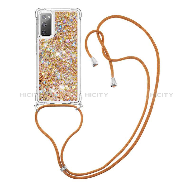 Silikon Hülle Handyhülle Gummi Schutzhülle Flexible Tasche Bling-Bling mit Schlüsselband Lanyard S03 für Samsung Galaxy S20 FE (2022) 5G groß