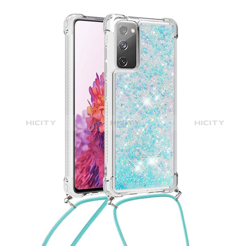 Silikon Hülle Handyhülle Gummi Schutzhülle Flexible Tasche Bling-Bling mit Schlüsselband Lanyard S03 für Samsung Galaxy S20 FE (2022) 5G groß