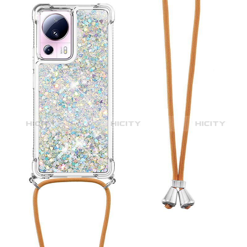 Silikon Hülle Handyhülle Gummi Schutzhülle Flexible Tasche Bling-Bling mit Schlüsselband Lanyard S03 für Xiaomi Civi 2 5G groß