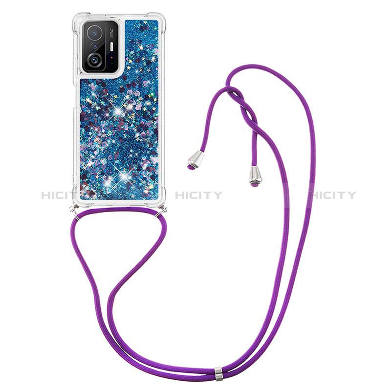 Silikon Hülle Handyhülle Gummi Schutzhülle Flexible Tasche Bling-Bling mit Schlüsselband Lanyard S03 für Xiaomi Mi 11T Pro 5G groß