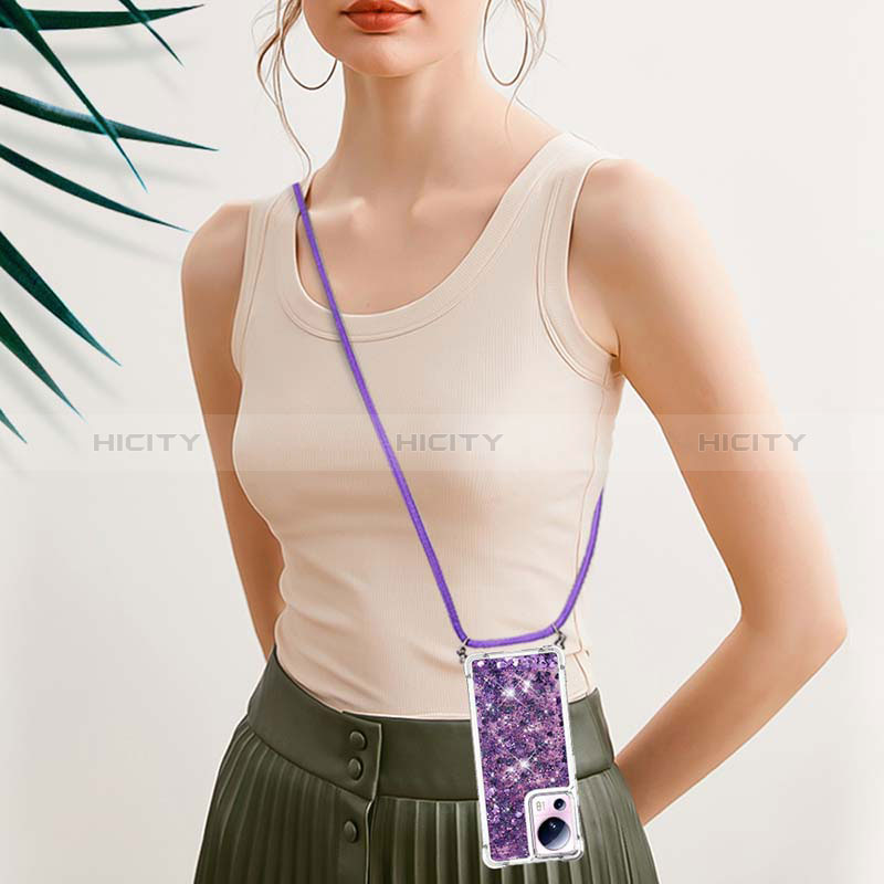 Silikon Hülle Handyhülle Gummi Schutzhülle Flexible Tasche Bling-Bling mit Schlüsselband Lanyard S03 für Xiaomi Mi 13 Lite 5G groß