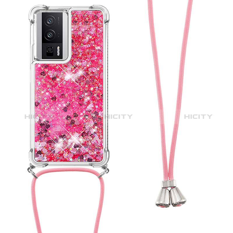 Silikon Hülle Handyhülle Gummi Schutzhülle Flexible Tasche Bling-Bling mit Schlüsselband Lanyard S03 für Xiaomi Redmi K60 5G