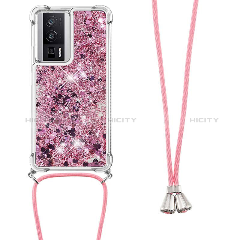 Silikon Hülle Handyhülle Gummi Schutzhülle Flexible Tasche Bling-Bling mit Schlüsselband Lanyard S03 für Xiaomi Redmi K60 5G groß