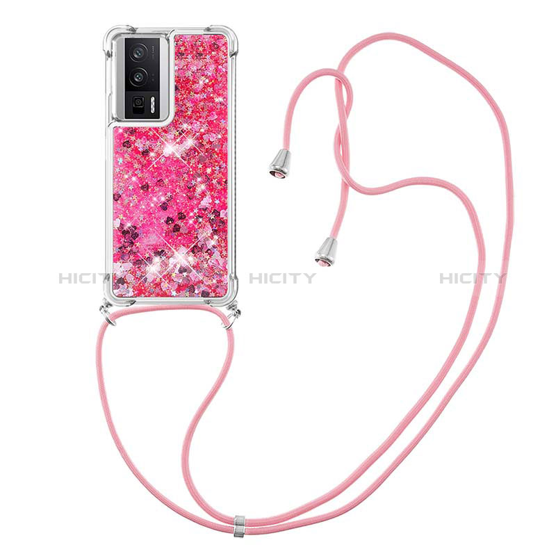 Silikon Hülle Handyhülle Gummi Schutzhülle Flexible Tasche Bling-Bling mit Schlüsselband Lanyard S03 für Xiaomi Redmi K60 5G groß