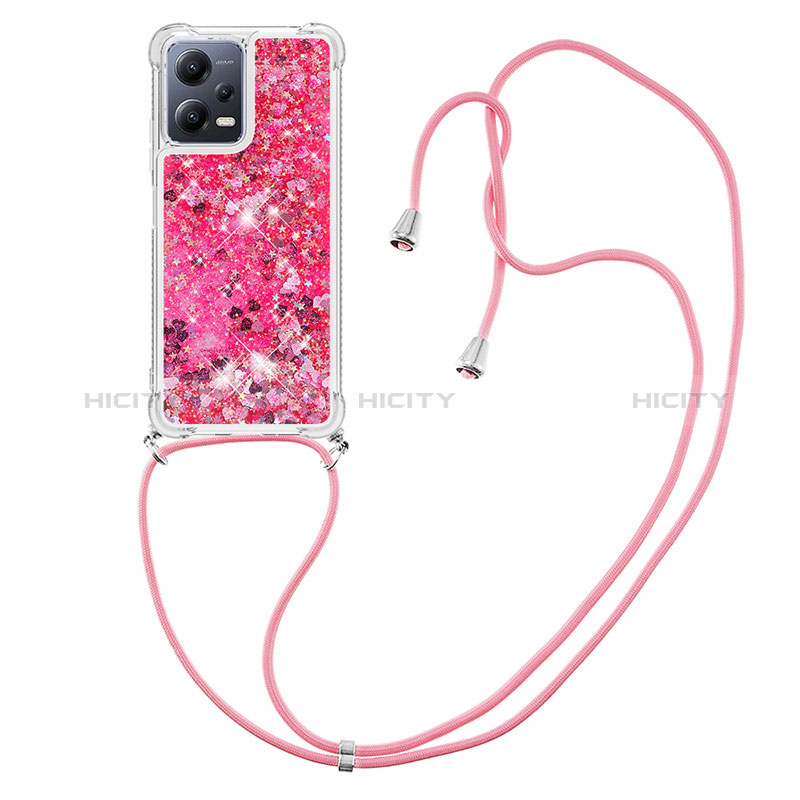 Silikon Hülle Handyhülle Gummi Schutzhülle Flexible Tasche Bling-Bling mit Schlüsselband Lanyard S03 für Xiaomi Redmi Note 12 5G groß