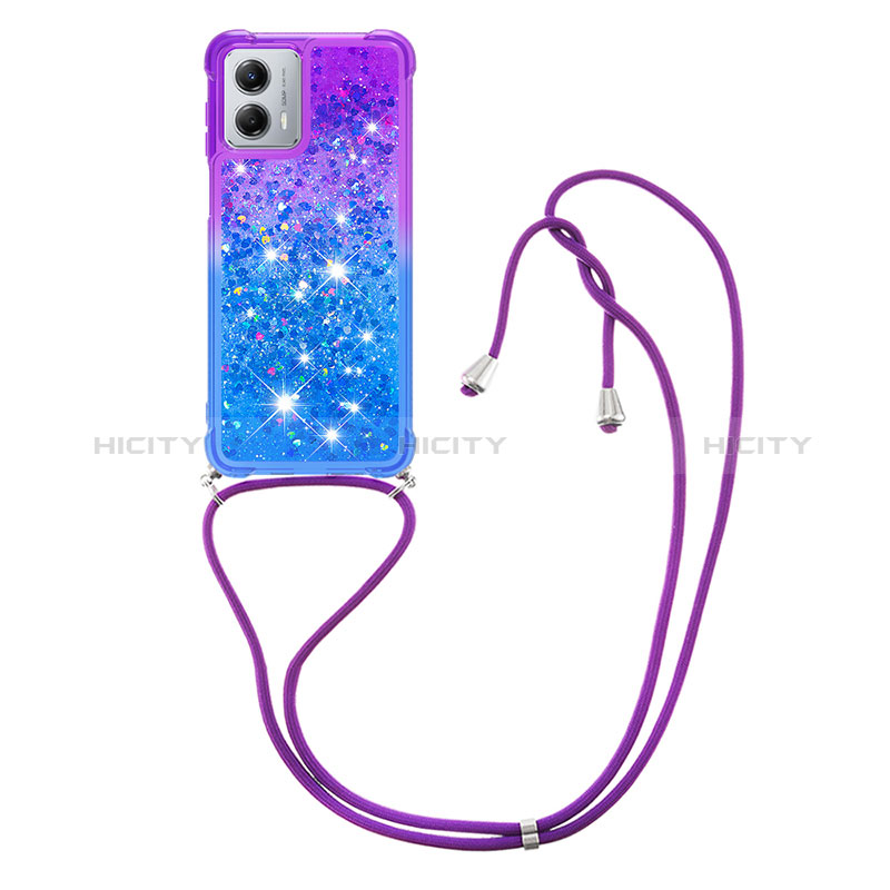 Silikon Hülle Handyhülle Gummi Schutzhülle Flexible Tasche Bling-Bling mit Schlüsselband Lanyard YB1 für Motorola Moto G 5G (2023)