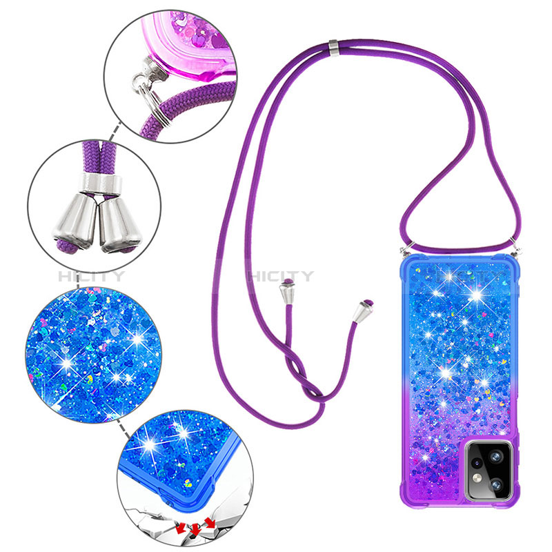 Silikon Hülle Handyhülle Gummi Schutzhülle Flexible Tasche Bling-Bling mit Schlüsselband Lanyard YB1 für Motorola Moto G Power 5G (2023) groß