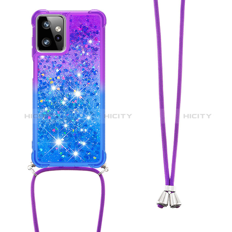 Silikon Hülle Handyhülle Gummi Schutzhülle Flexible Tasche Bling-Bling mit Schlüsselband Lanyard YB1 für Motorola Moto G Power 5G (2023) groß