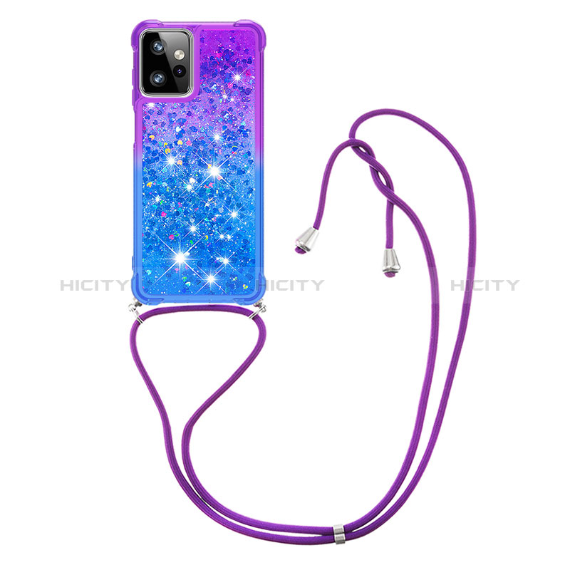 Silikon Hülle Handyhülle Gummi Schutzhülle Flexible Tasche Bling-Bling mit Schlüsselband Lanyard YB1 für Motorola Moto G Power 5G (2023) groß