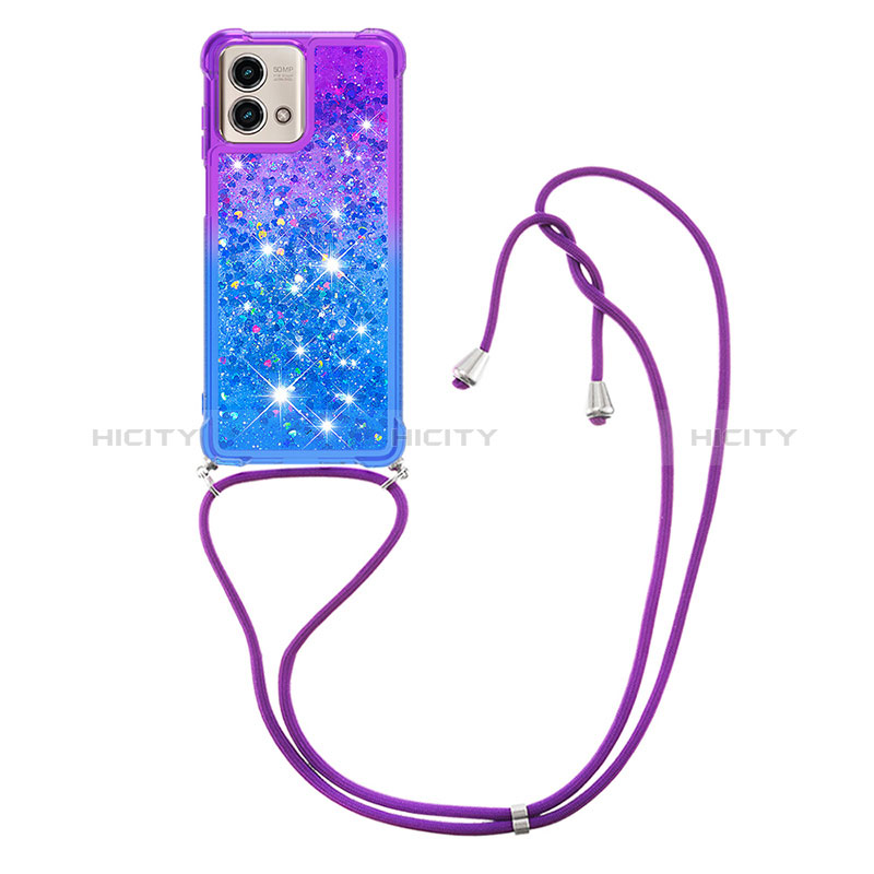 Silikon Hülle Handyhülle Gummi Schutzhülle Flexible Tasche Bling-Bling mit Schlüsselband Lanyard YB1 für Motorola Moto G Stylus (2023) 5G