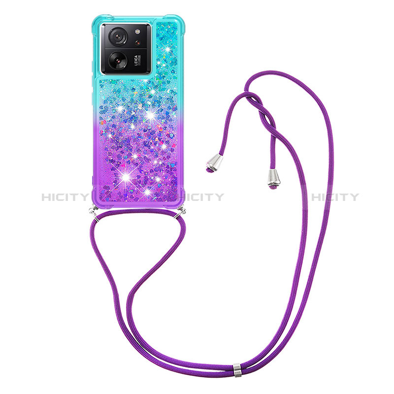 Silikon Hülle Handyhülle Gummi Schutzhülle Flexible Tasche Bling-Bling mit Schlüsselband Lanyard YB1 für Xiaomi Mi 13T 5G groß