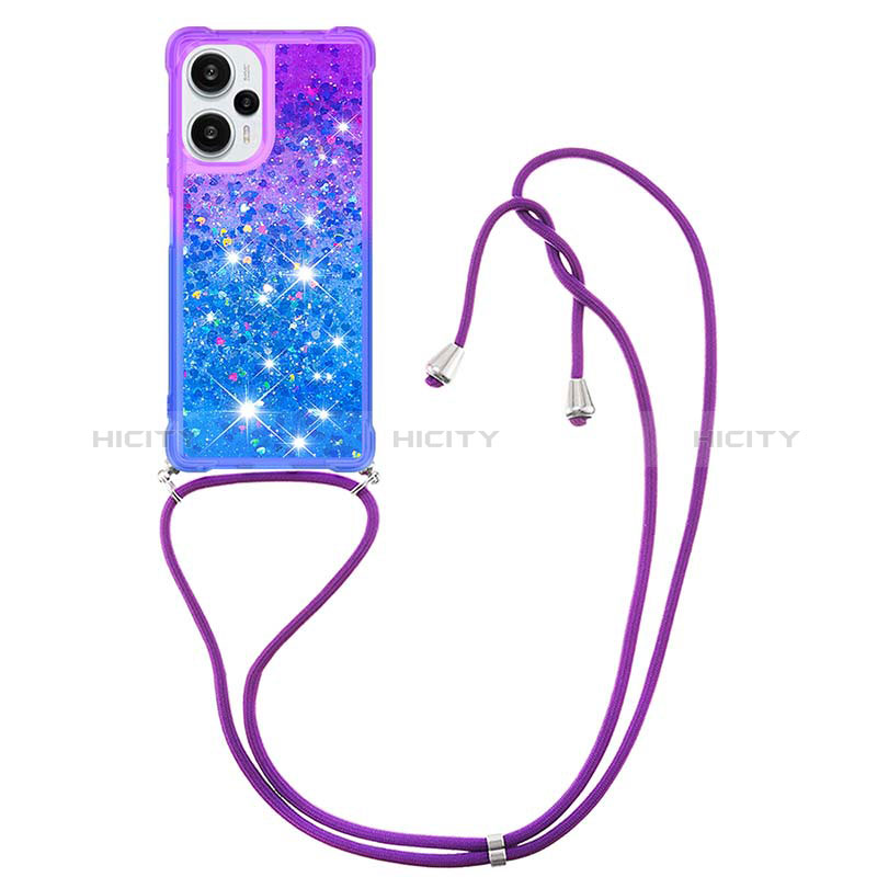 Silikon Hülle Handyhülle Gummi Schutzhülle Flexible Tasche Bling-Bling mit Schlüsselband Lanyard YB1 für Xiaomi Poco F5 5G