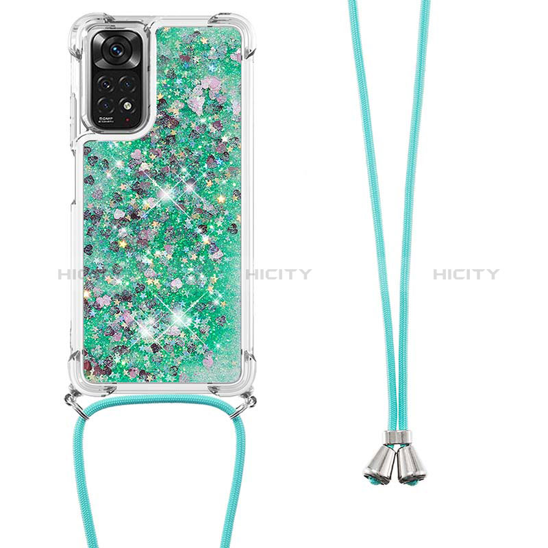 Silikon Hülle Handyhülle Gummi Schutzhülle Flexible Tasche Bling-Bling mit Schlüsselband Lanyard YB1 für Xiaomi Redmi Note 11 4G (2022) groß