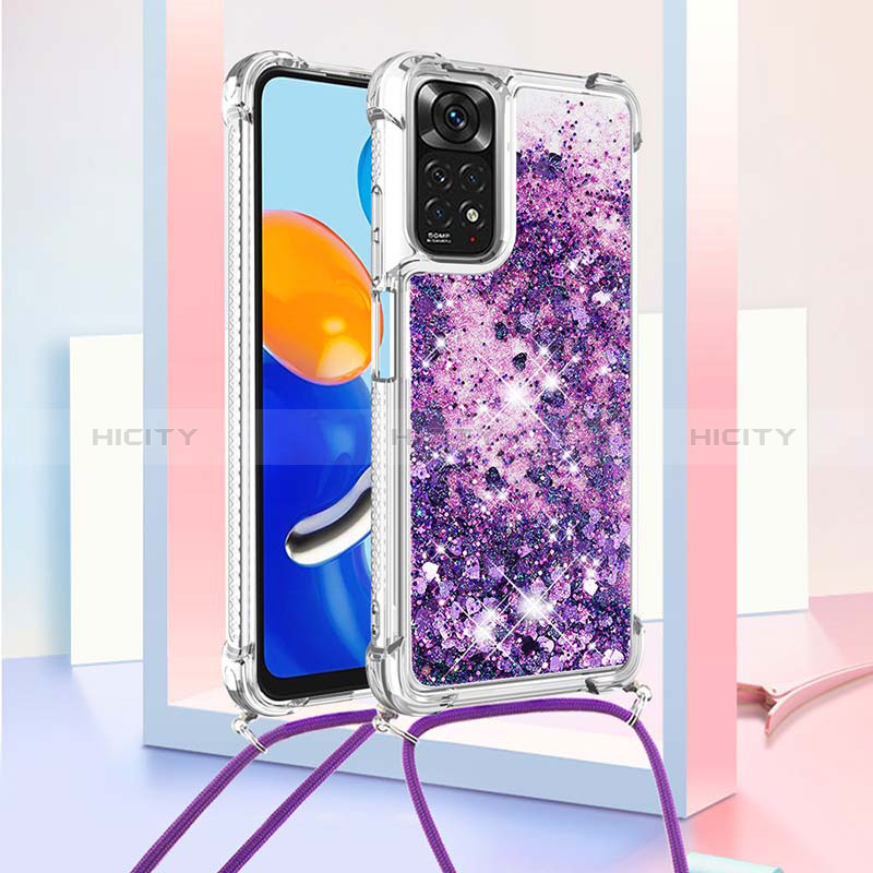 Silikon Hülle Handyhülle Gummi Schutzhülle Flexible Tasche Bling-Bling mit Schlüsselband Lanyard YB1 für Xiaomi Redmi Note 11S 4G groß