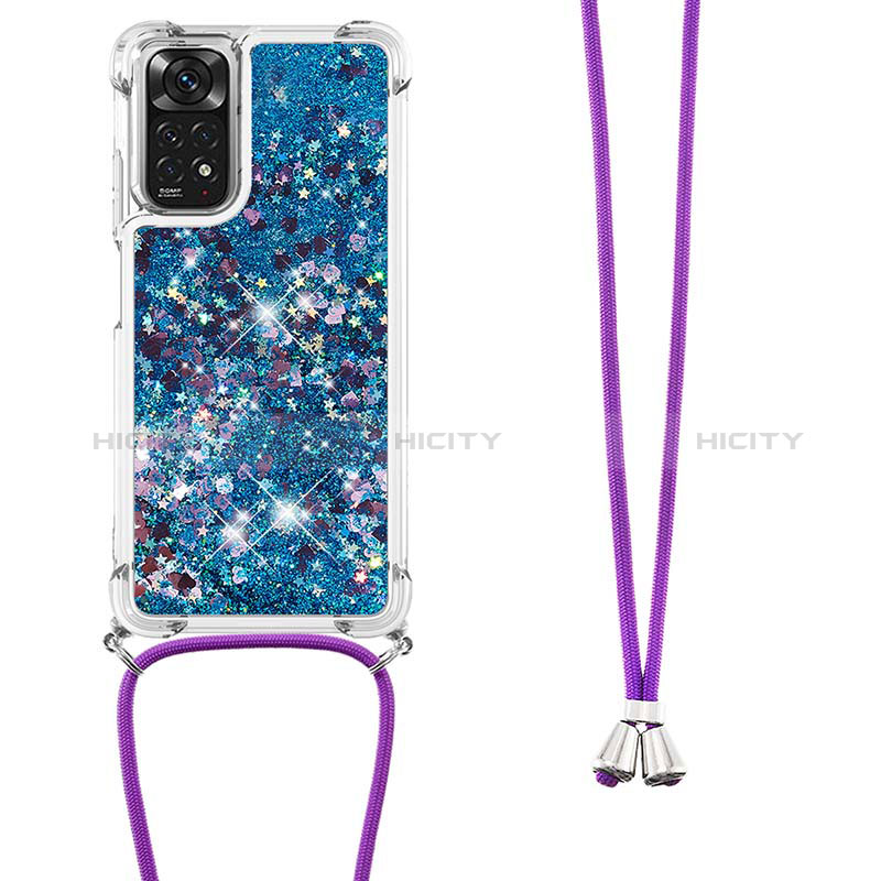 Silikon Hülle Handyhülle Gummi Schutzhülle Flexible Tasche Bling-Bling mit Schlüsselband Lanyard YB1 für Xiaomi Redmi Note 11S 4G groß