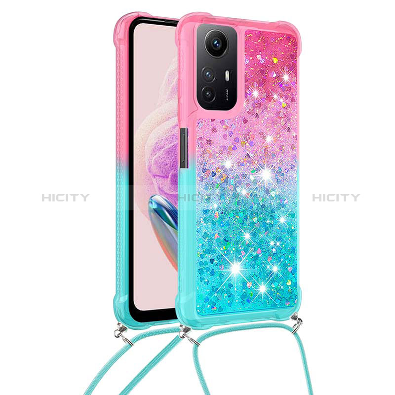 Silikon Hülle Handyhülle Gummi Schutzhülle Flexible Tasche Bling-Bling mit Schlüsselband Lanyard YB1 für Xiaomi Redmi Note 12S