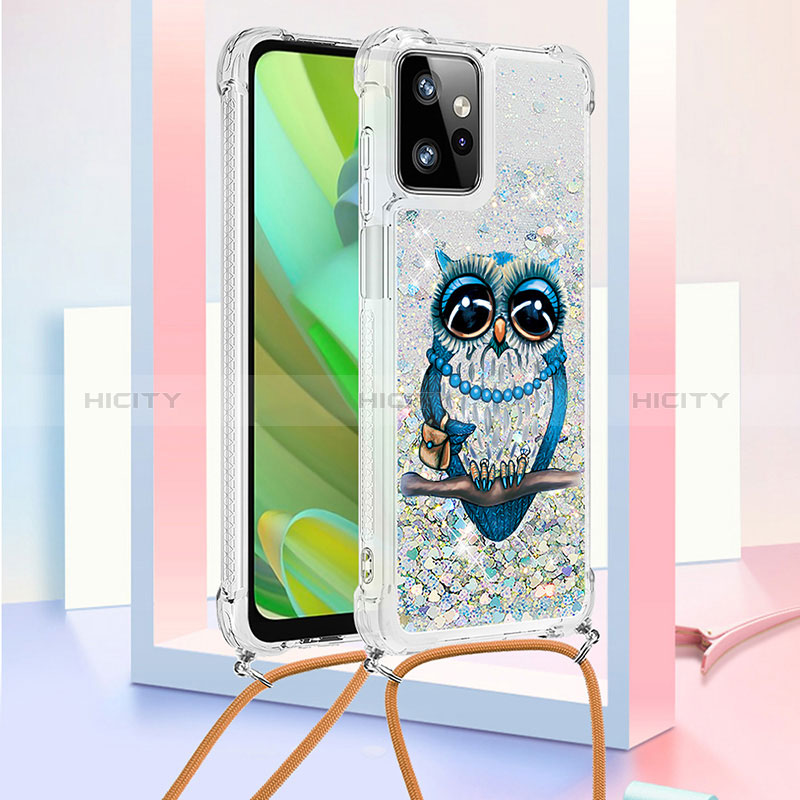 Silikon Hülle Handyhülle Gummi Schutzhülle Flexible Tasche Bling-Bling mit Schlüsselband Lanyard YB2 für Motorola Moto G Power 5G (2023) groß