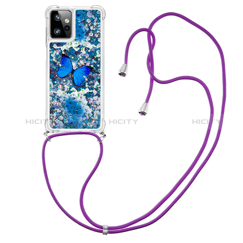 Silikon Hülle Handyhülle Gummi Schutzhülle Flexible Tasche Bling-Bling mit Schlüsselband Lanyard YB2 für Motorola Moto G Power 5G (2023)