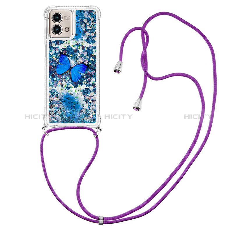 Silikon Hülle Handyhülle Gummi Schutzhülle Flexible Tasche Bling-Bling mit Schlüsselband Lanyard YB2 für Motorola Moto G Stylus (2023) 4G