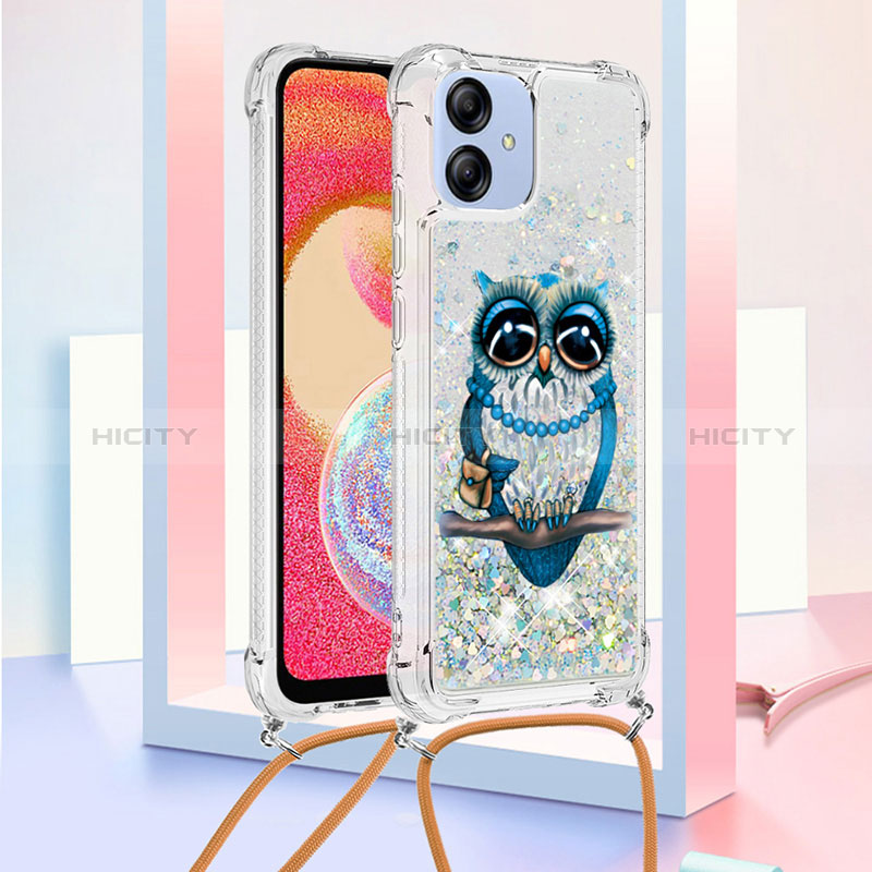 Silikon Hülle Handyhülle Gummi Schutzhülle Flexible Tasche Bling-Bling mit Schlüsselband Lanyard YB2 für Samsung Galaxy A04 4G groß