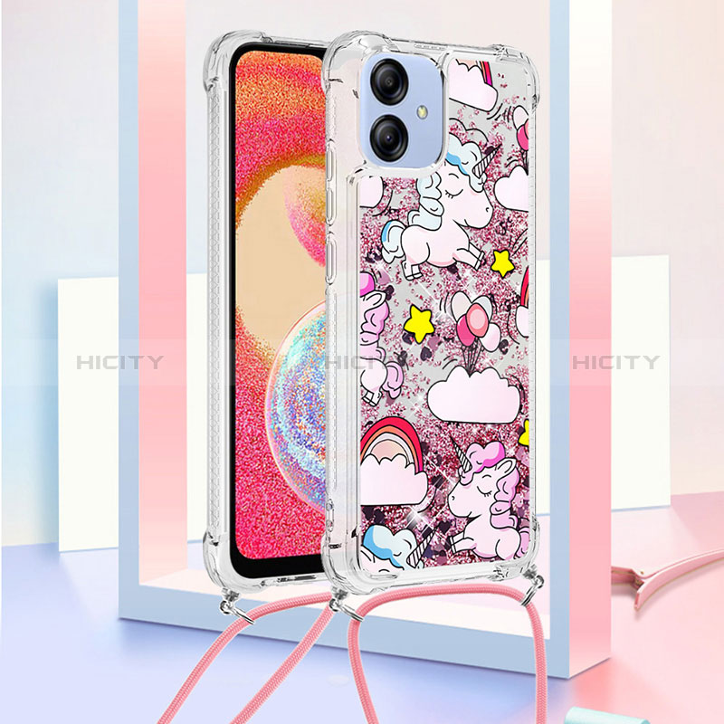 Silikon Hülle Handyhülle Gummi Schutzhülle Flexible Tasche Bling-Bling mit Schlüsselband Lanyard YB2 für Samsung Galaxy A04E groß