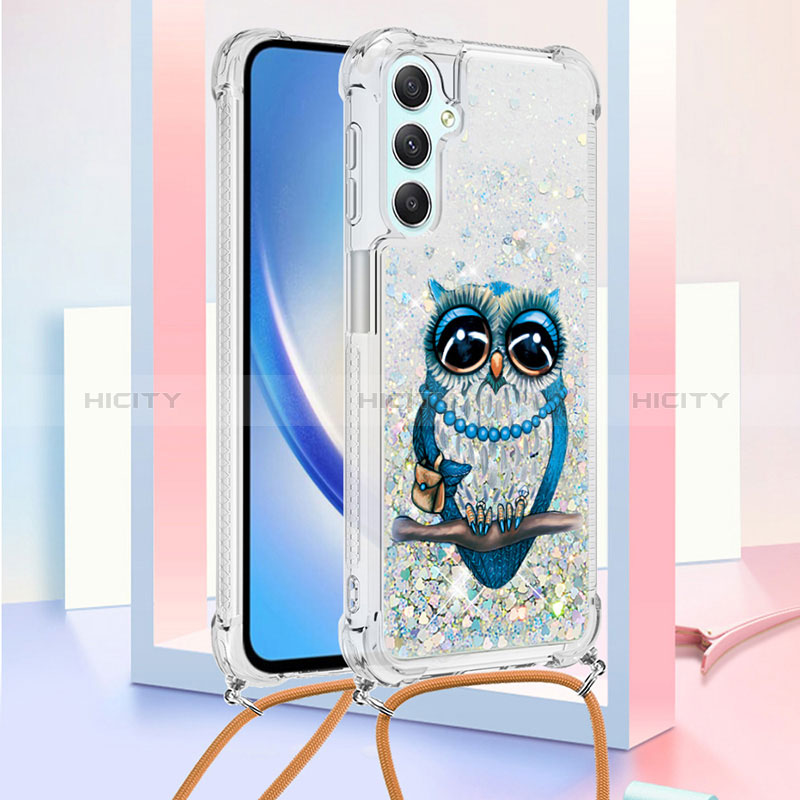 Silikon Hülle Handyhülle Gummi Schutzhülle Flexible Tasche Bling-Bling mit Schlüsselband Lanyard YB2 für Samsung Galaxy A24 4G groß