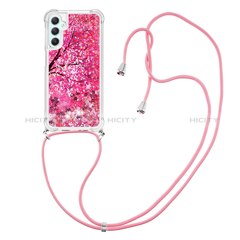 Silikon Hülle Handyhülle Gummi Schutzhülle Flexible Tasche Bling-Bling mit Schlüsselband Lanyard YB2 für Samsung Galaxy A24 4G groß