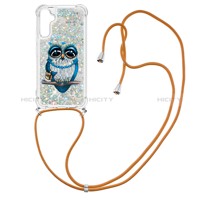 Silikon Hülle Handyhülle Gummi Schutzhülle Flexible Tasche Bling-Bling mit Schlüsselband Lanyard YB2 für Samsung Galaxy A34 5G