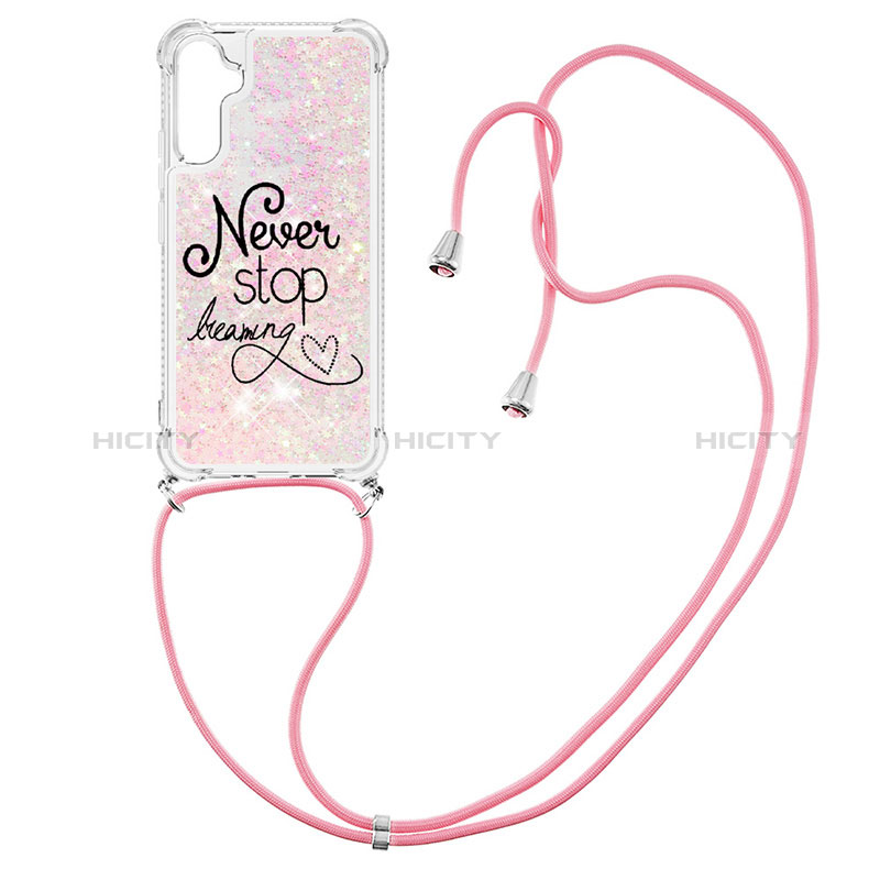 Silikon Hülle Handyhülle Gummi Schutzhülle Flexible Tasche Bling-Bling mit Schlüsselband Lanyard YB2 für Samsung Galaxy A34 5G