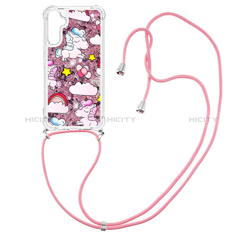 Silikon Hülle Handyhülle Gummi Schutzhülle Flexible Tasche Bling-Bling mit Schlüsselband Lanyard YB2 für Samsung Galaxy A34 5G