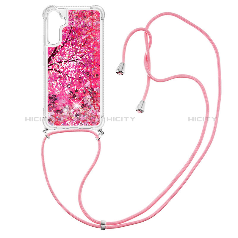 Silikon Hülle Handyhülle Gummi Schutzhülle Flexible Tasche Bling-Bling mit Schlüsselband Lanyard YB2 für Samsung Galaxy A34 5G